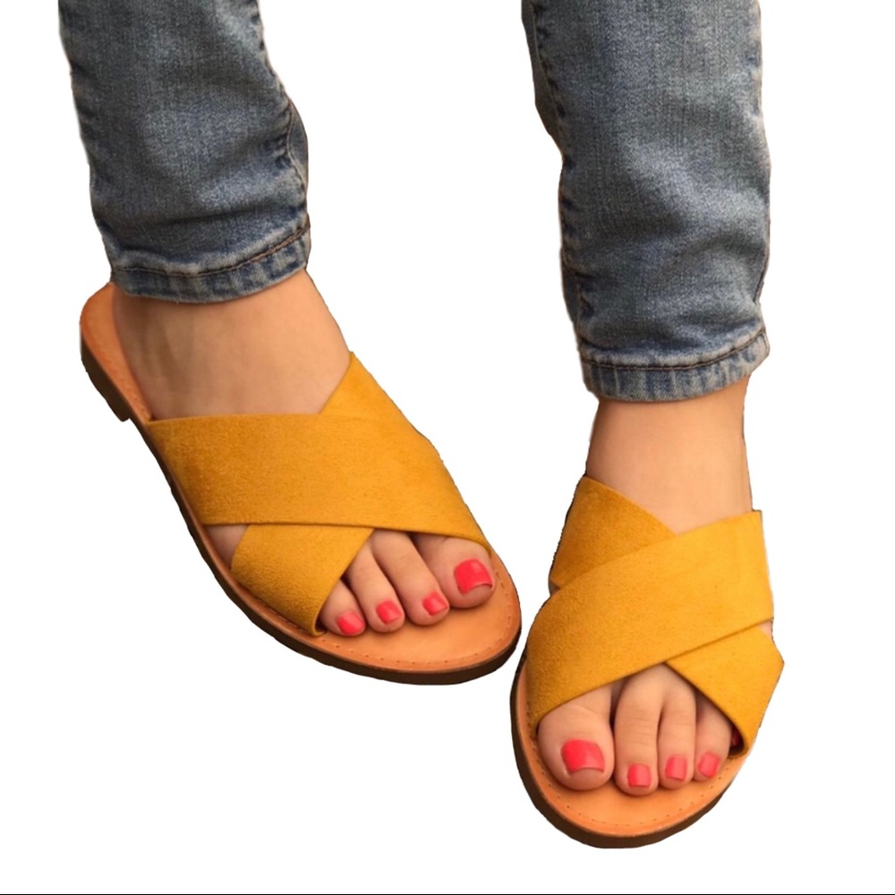 Mustard Slide Sandals (SOLD)❗️ - Picture 2 of 2